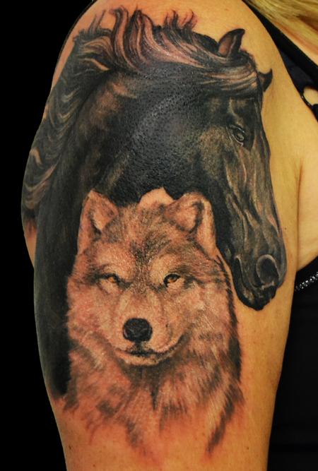 Tattoos - horse with wolf - 100510